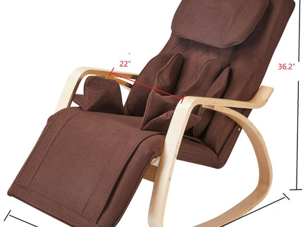 Comfortable Relax Rocking Chair With Full Massage Function Cotton Fabric Air Pressure - Brown
