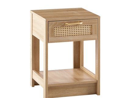 15.75" Rattan End Table With Drawer, Modern Nightstand, Side Table For Living Room, Bedroom