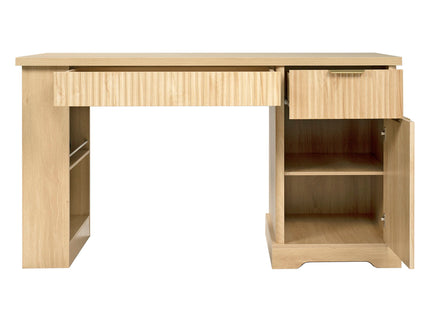 Modern Fluted Office Desk With Storage Cabinet