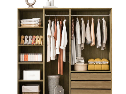 Doorless Storage Wardrobe For Dedroom With Shelves And 3 Drawers