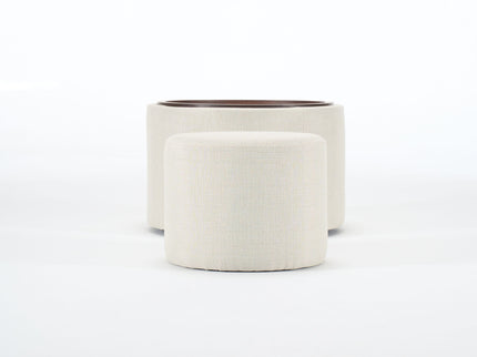 Nesting Ottomans, Round Coffee Table & Bench With Tray (Set of 2)