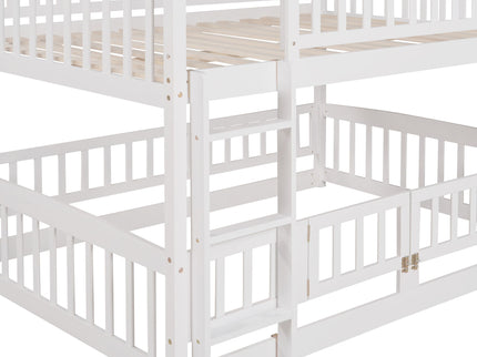 Low Bunk Bed With Slide, Fence And Ladder