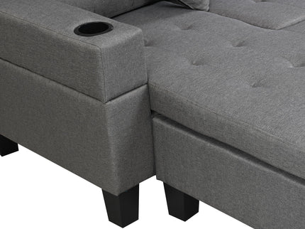 Sectional Sofa Set For Living Room With L Shape Chaise Lounge, Cup Holder And Left Or Right Hand Chaise Modern 4 Seat
