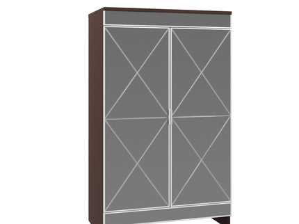 Elegant Decor Mirrored Shoe Cabinet With Edging Double Door Storage Cabinets Glass - Brown / Silver / Gray