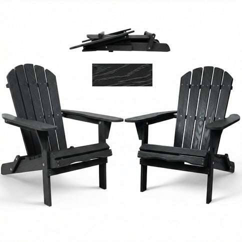 Folding Adirondack Lounge Chair With Embossed Grain Texture