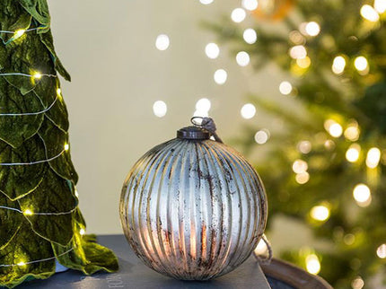 Christmas Ball Ornaments, Glass Decorative Hanging Ball Christmas Tree Ornaments For Holiday Party Decorations (Set of 4) - Silver