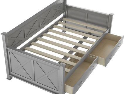 Modern Daybed With 2 Large Drawers, X Shaped Frame