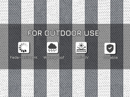Outsunny - Reversible Outdoor Rug, 9' x 12' Waterproof Plastic Straw Floor Mat, Portable Rv Camping Carpet With Carry Bag, Large Floor Mat For Backyard, Deck, Picnic, Beach - Gray & White Striped