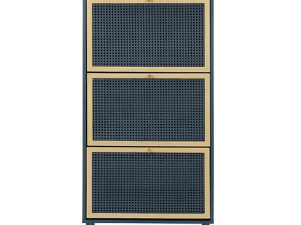 Modern Rattan 3 Door Shoe Rack Cabinet For Entryway