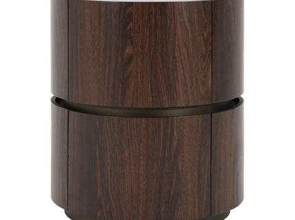 Elegant Italian High Grade Double Layer Storage Round Side Table - Brown / Black
