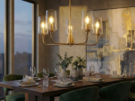 Dazzle - 5 Lights Chandelier With Clear Seeded Satin - Antique Brass / Clear / Gold