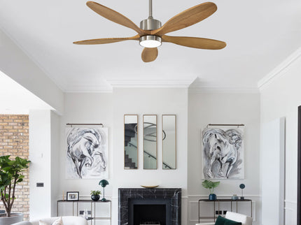 Ceiling Fan With Lights Quiet DC Motor Ceiling Fans 6 Speed Levels - Nickel