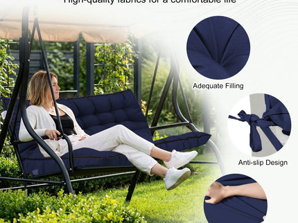 3 Seater Outdoor Porch Swing Cushion With Backrest, Waterproof