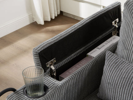 Convertible Chaise Lounge Sofa Chair With USB Ports, Cup Holders, Phone Holder And Storage