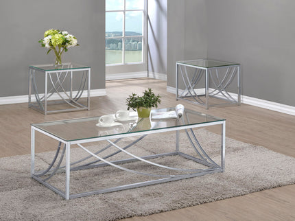 Kempton - 3 Piece Coffee And End Table Set - Chrome