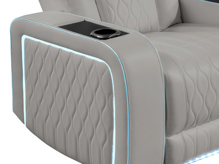 Electra - Power Recliner Sectional Sofa With Power Headrests, Console Loveseats, Wedge, LED Light Strip, Speakers