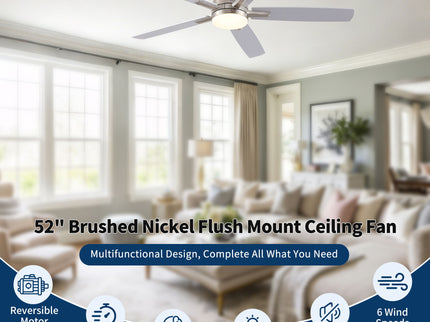 Mordern Flush Mount Ceiling Fan With Light And Remote Control