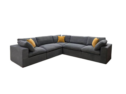 Coffee Bean Like Upholstery Full Compressed Modular Sectional With Toss Pillows - Light Gray