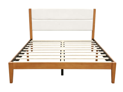 Platform Bed Frame With Upholstered Headboard, Slat Support