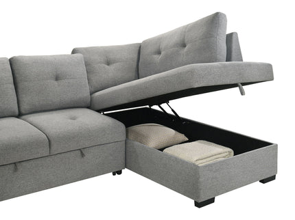 Atkinson - Sleeper Sectional Sofa With Lift Top Chaise - Gray