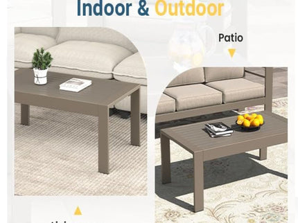 All-Weather Outdoor Coffee Table With Wood-Look Top