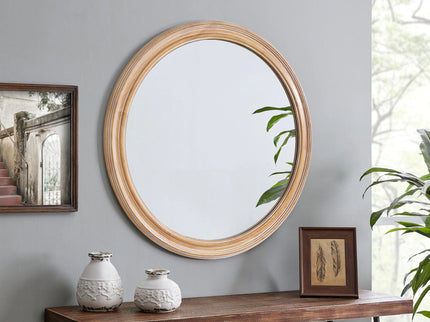 Round Wall Mirror With Ribbed Frame