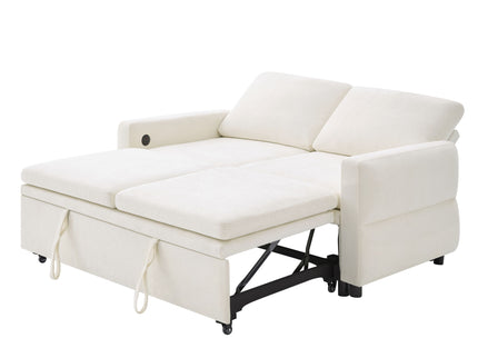 Convertible Sofa Bed Loveseat With Adjustable Backrest And USB Ports