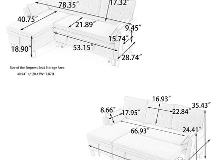 L-Shaped Reversible Chaise Sectional Sofa With Storage