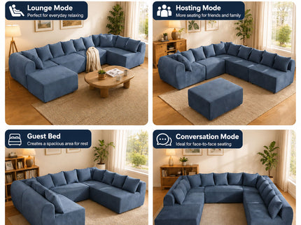 8 Seater U-Shaped Couch With Ottoman