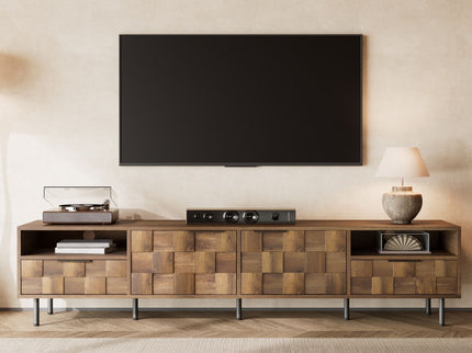 TV Stand With 2 Drawers, Media Console Table For TVs Up To 85'' - Natural