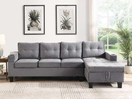 Modern Sectional Sofa Set With L Shape Chaise Lounge And Storage