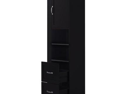 Freestanding Bathroom Storage Cabinet With Adjustable Shelves And Side Hooks Board, Rectangle Design