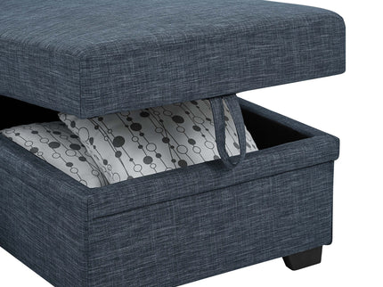 Blend Upholstered Sleeper Sofa With Reversible Chaise And Tufted Back - Dark Blue