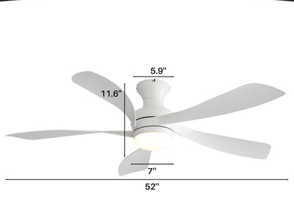 52" Ceiling Fan With 3 Color Dimmable LED Light, DC Reversible Motor, 6 Speed Settings