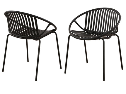 Stackable Outdoor Chairs With Breathable Plastic Backrest (Set of 2)