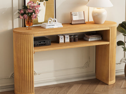 Console Table With Fluted Legs, Open Shelf