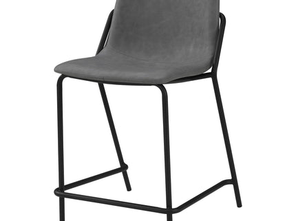 Counter Height Stools With Footrest (Set of 2) - Gray / Black