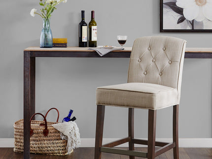 Tufted Counter Stool With Button Tufted Back - Tan