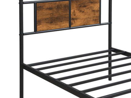ModerMetal Bedframe With Wood Panel Headboard