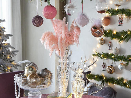 Christmas Ball Ornaments, Glass Decorative Hanging Ball Christmas Tree Ornaments For Holiday Party Decorations (Set of 6) - Pink