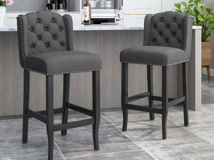 Vienna - Contemporary Fabric Tufted Wingback Counter Stools (Set of 2)