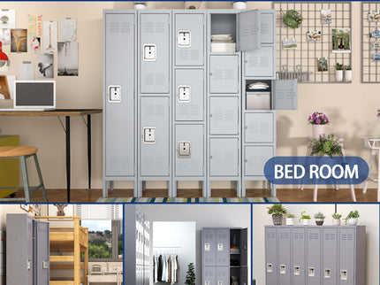 6 Door Lockers With Lock For Employees, Storage Cabinet For Home, Gym, Office, School, Garage - Gray