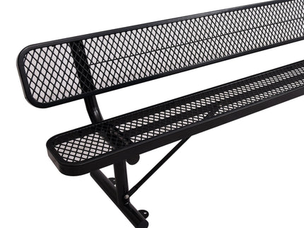 6' Outdoor Steel Bench With Backrest