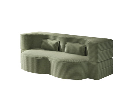 Modern Floor Sofa With 2 Pillows, Convertible Twin Size Folding Mattress For Living Room