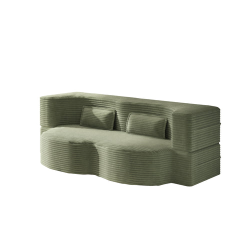 Modern Floor Sofa With 2 Pillows, Convertible Twin Size Folding Mattress For Living Room