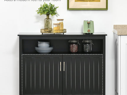Homcom - Sideboard Buffet Cabinet, Kitchen Cabinet, Coffee Bar Cabinet With 2 Doors And Adjustable Shelves For Entryway Living Room - Black