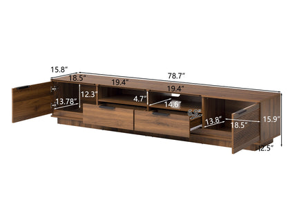 TV Stand, Entertainment Center With Deep Drawers, Cable Management & Soft Closing Hinges
