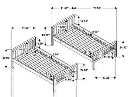 Ponderosa - Twin Over Twin Bunk Bed With Accents - Natural