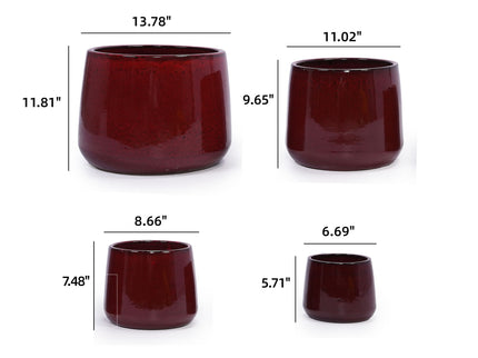 4 Pieces Planter Pot, Indoor Outdoor Flowerpot For Patio, Garden, Or Windowsills - Bean Paste Red