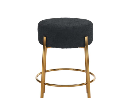 Round Bar Stools (Set of 2), Contemporary Upholstered Dining Stools For Kitchens, Coffee Shops And Bar Stores - Legs